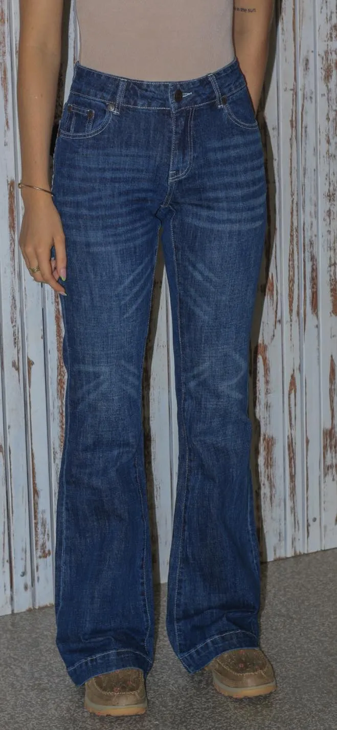 CC Western Jeans - Wide Leg Trouser - Dark Wash