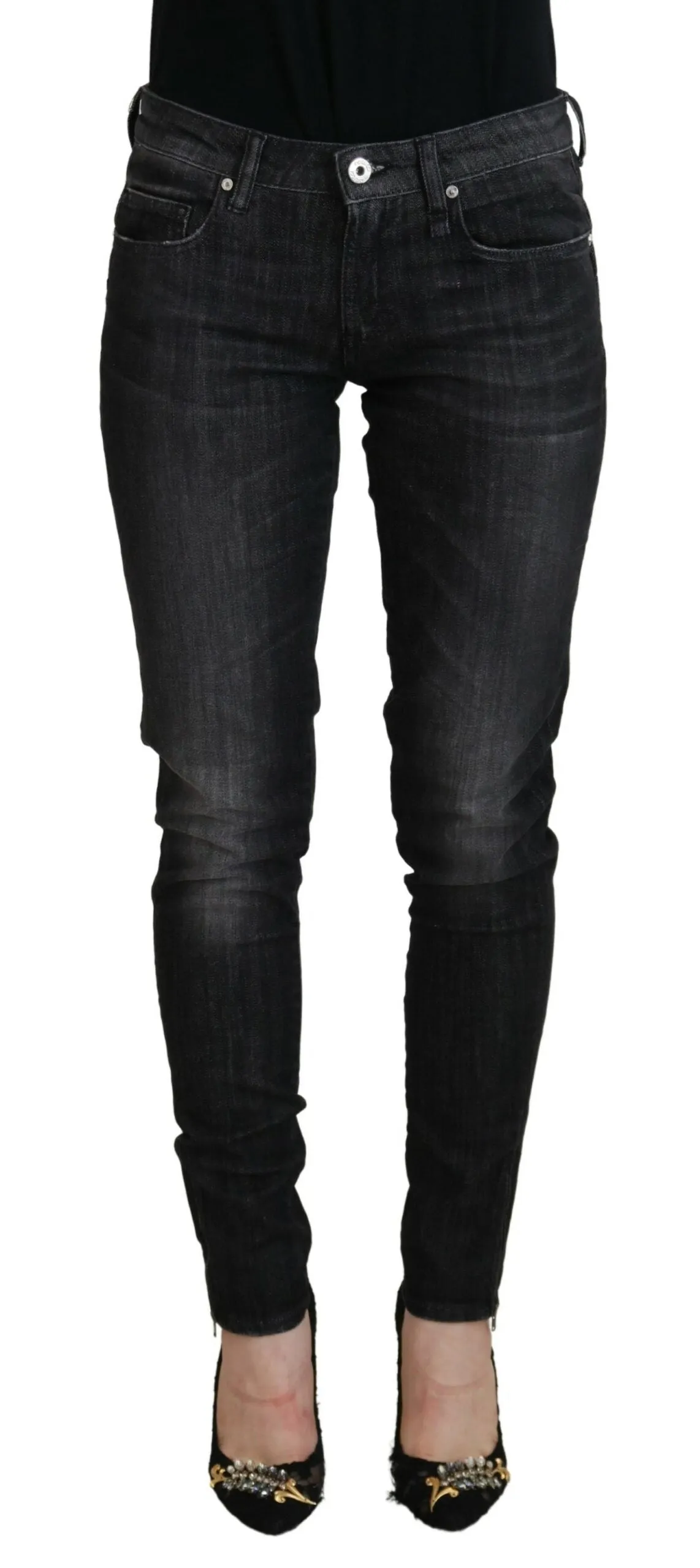 Chic Black Low Waist Skinny Jeans