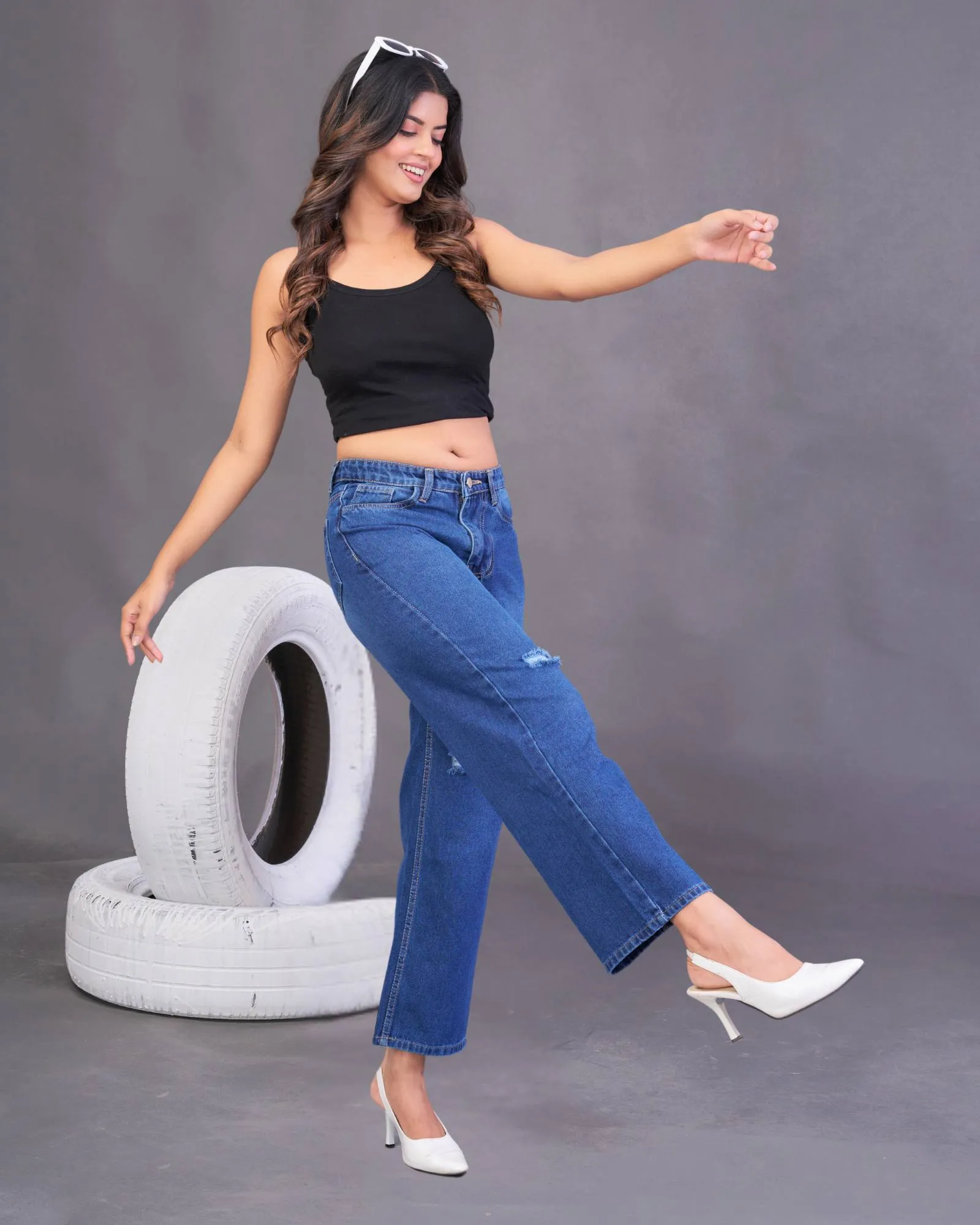 Chic Flare Distressed Jeans