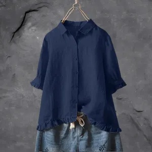 Chic Loose-Fit Button Down Blouse for Ladies