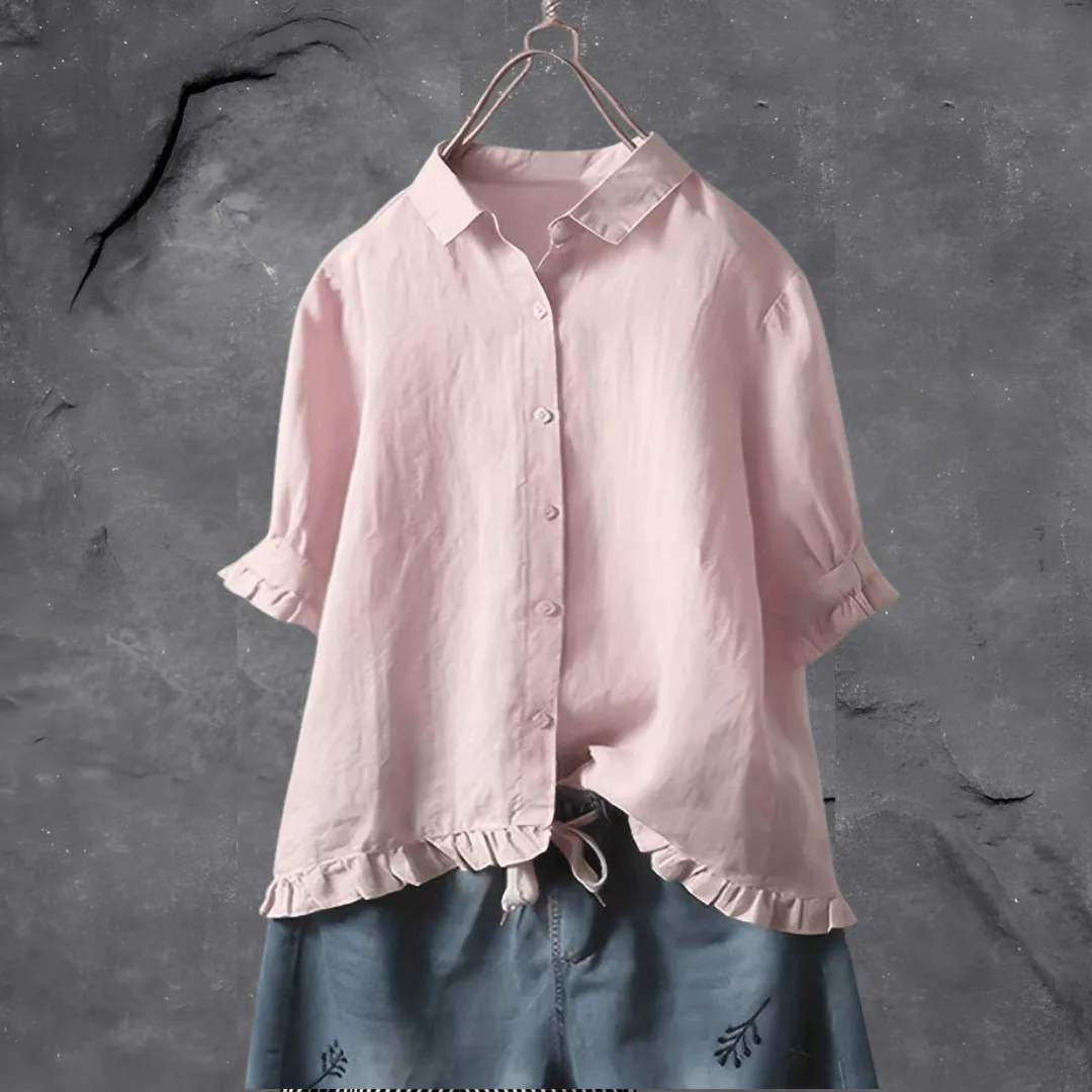 Chic Loose-Fit Button Down Blouse for Ladies