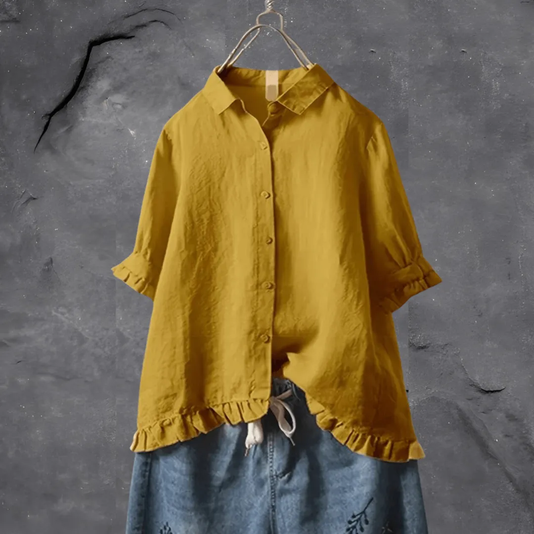 Chic Loose-Fit Button Down Blouse for Ladies