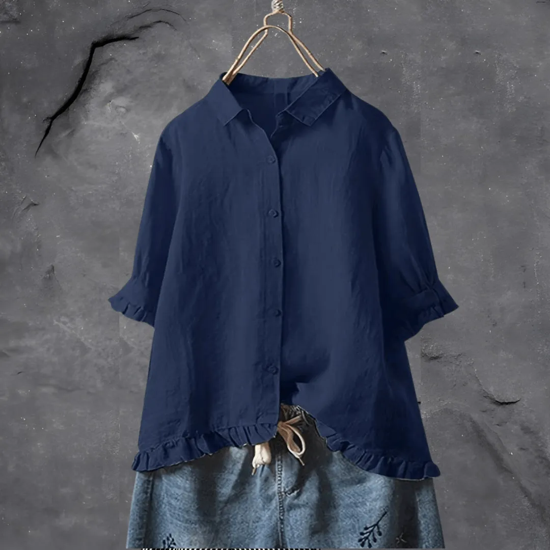 Chic Loose-Fit Button Down Blouse for Ladies