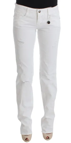 Chic Slim Fit White Cotton Jeans