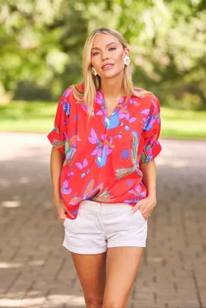 Chloe Blouse in Cherry Songbird