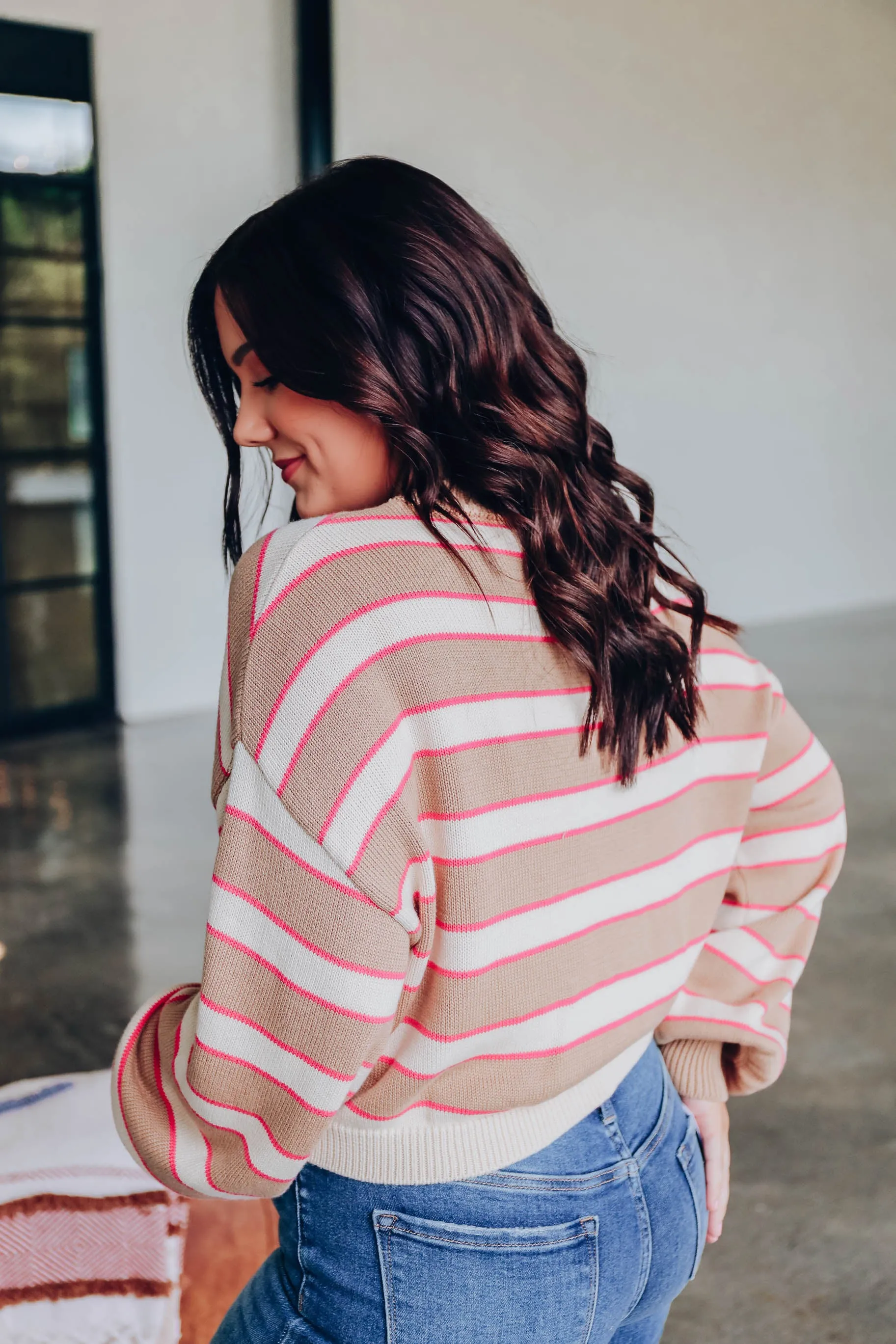 Chloe Striped Sweater - Camel