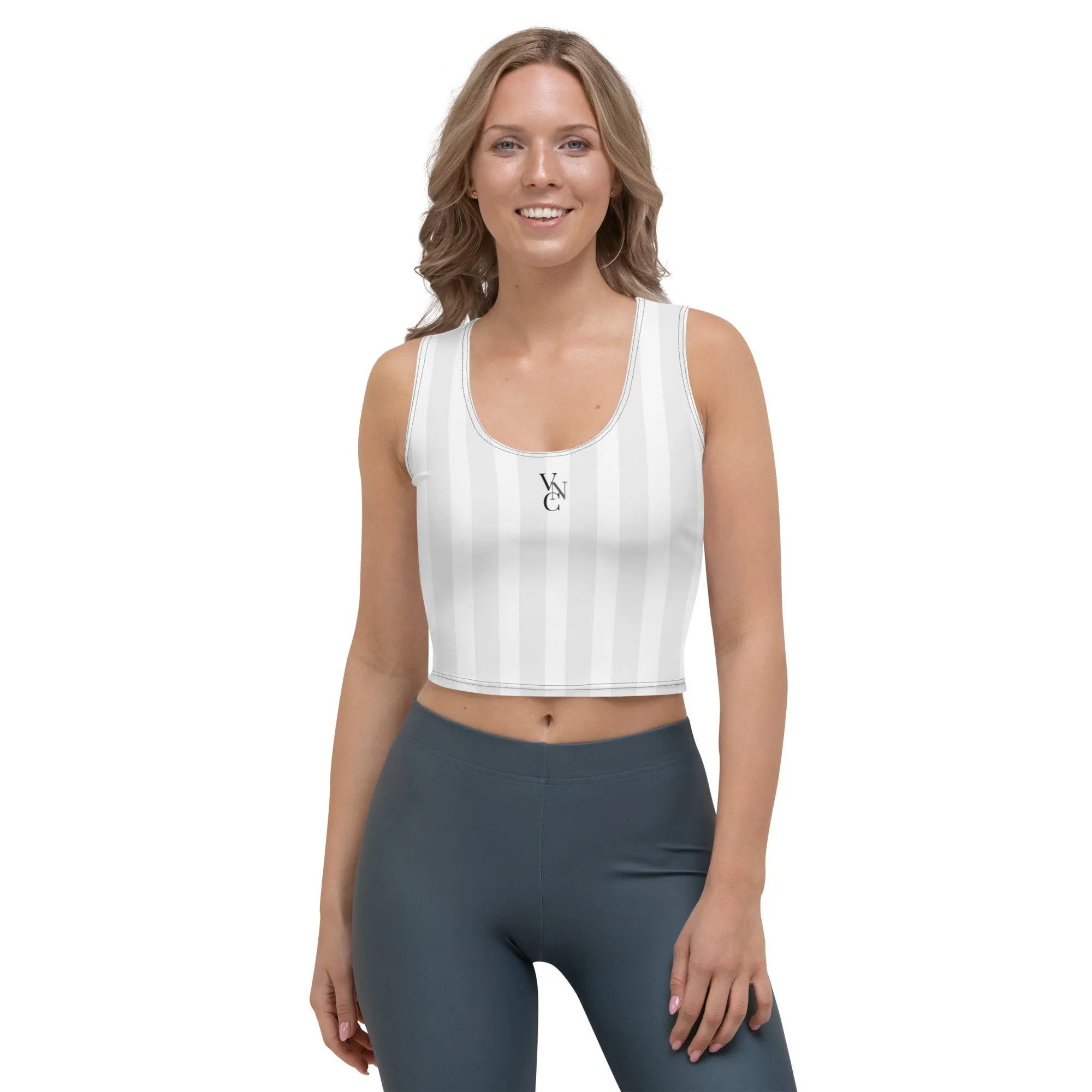 City Chic Crop Top in Stylish Grey strips