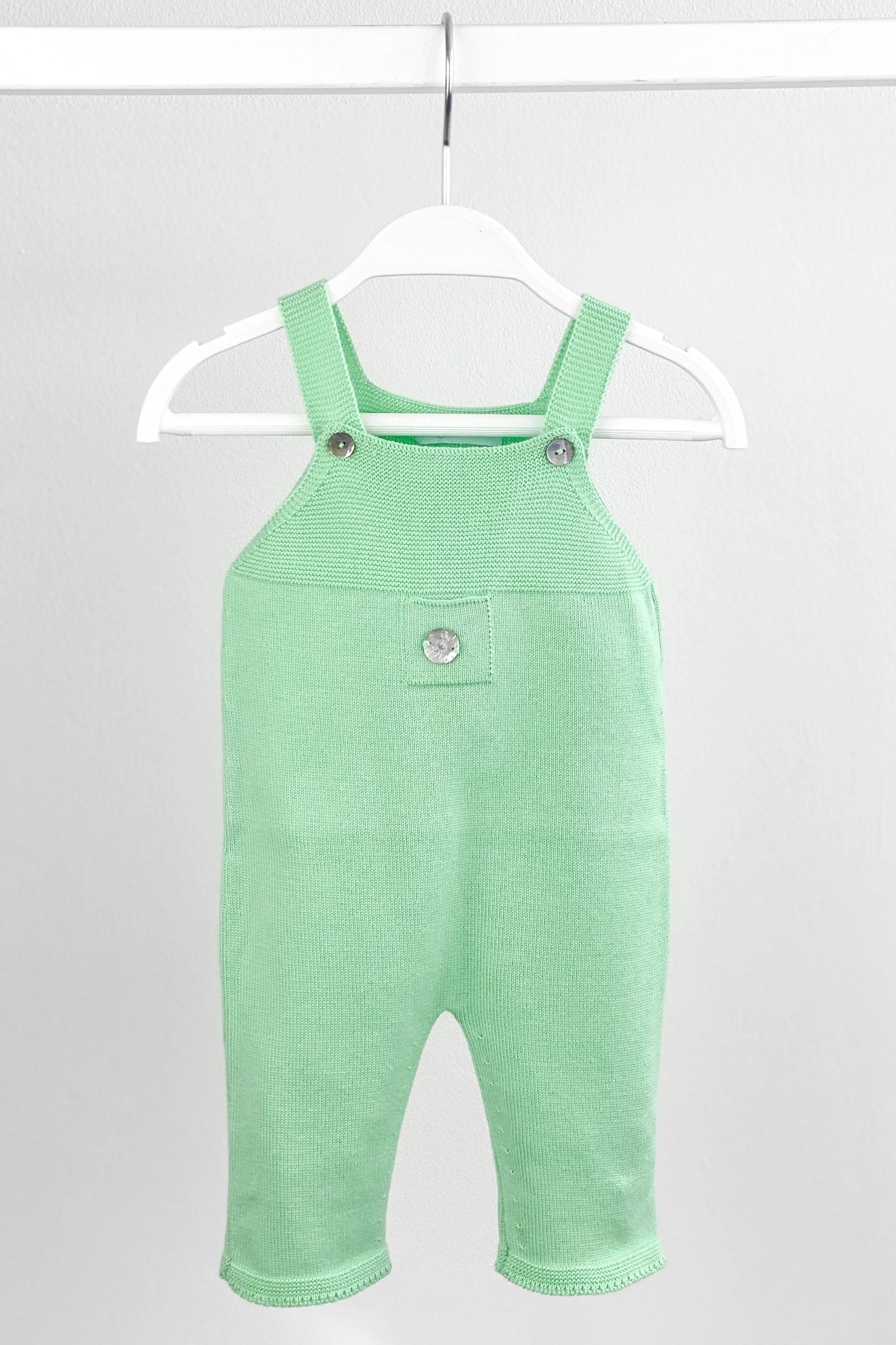 Classic Knitted Dungarees - Apple Green
