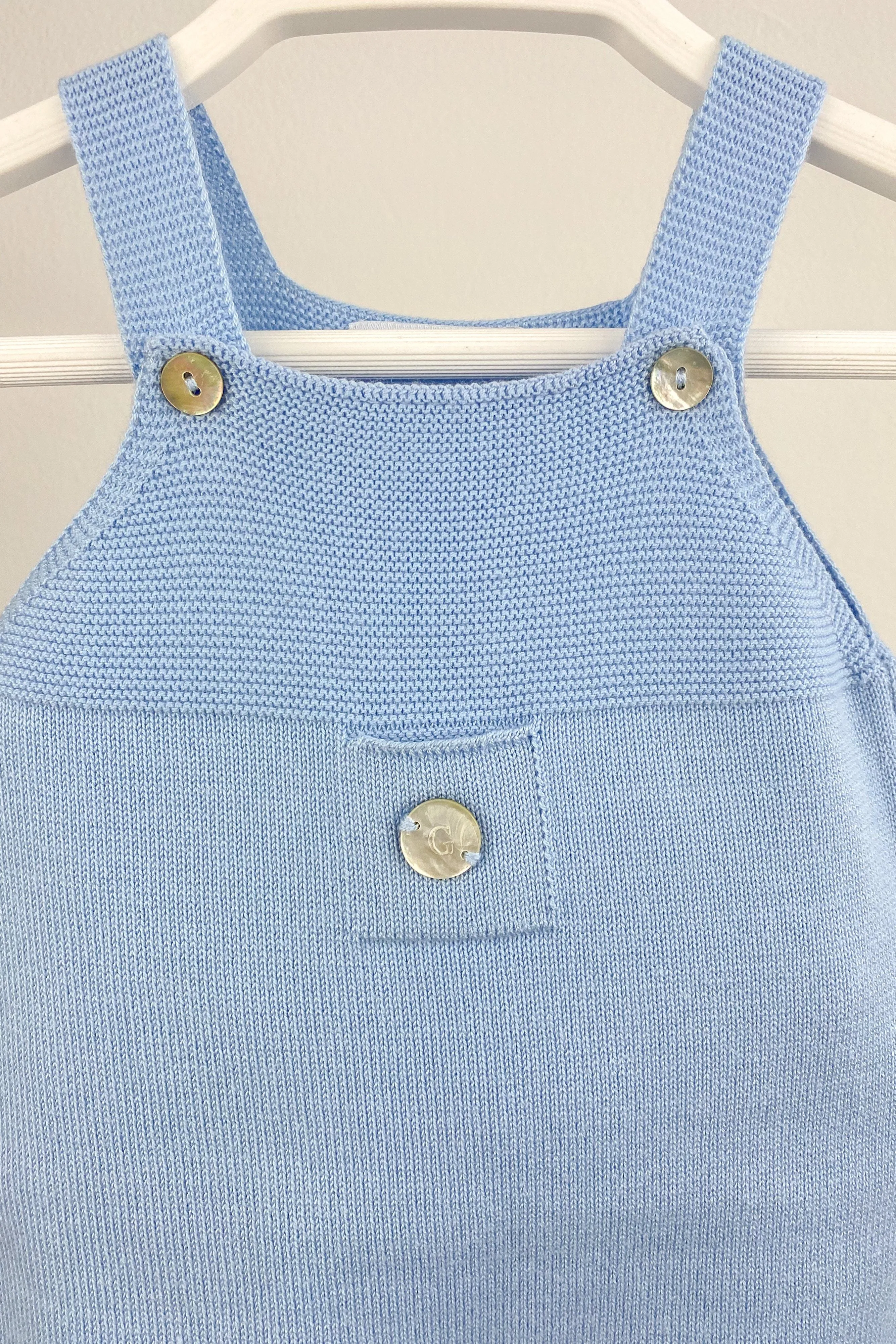 Classic Knitted Dungarees - Sky Blue