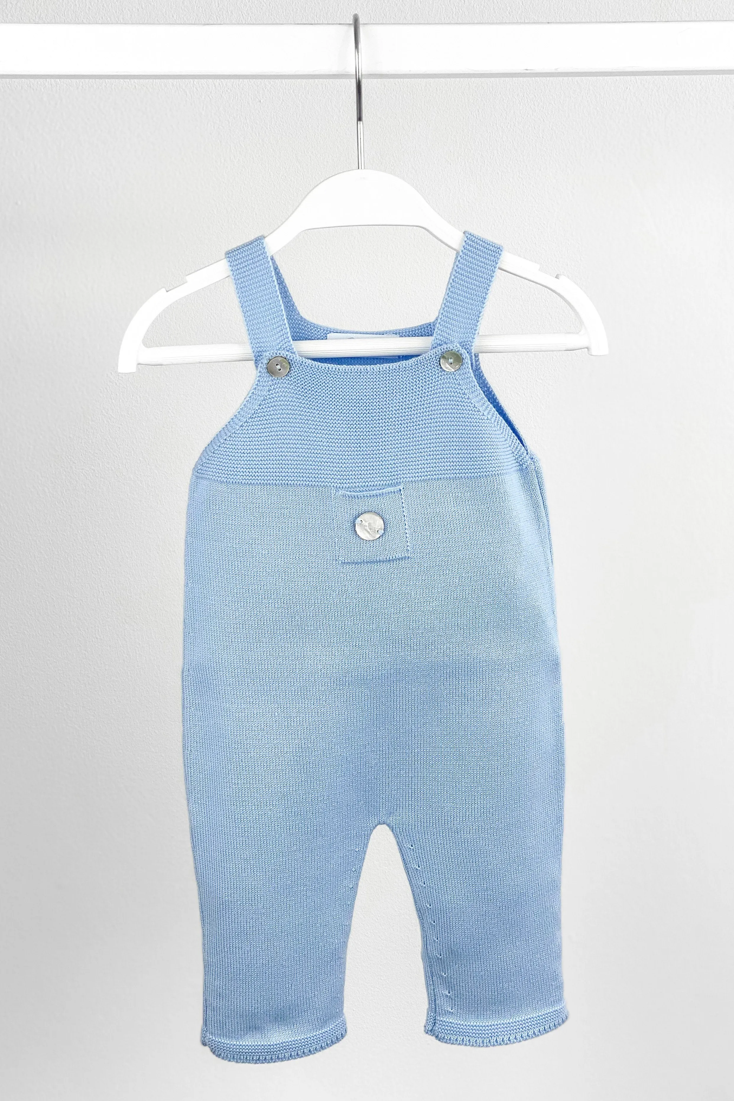 Classic Knitted Dungarees - Sky Blue