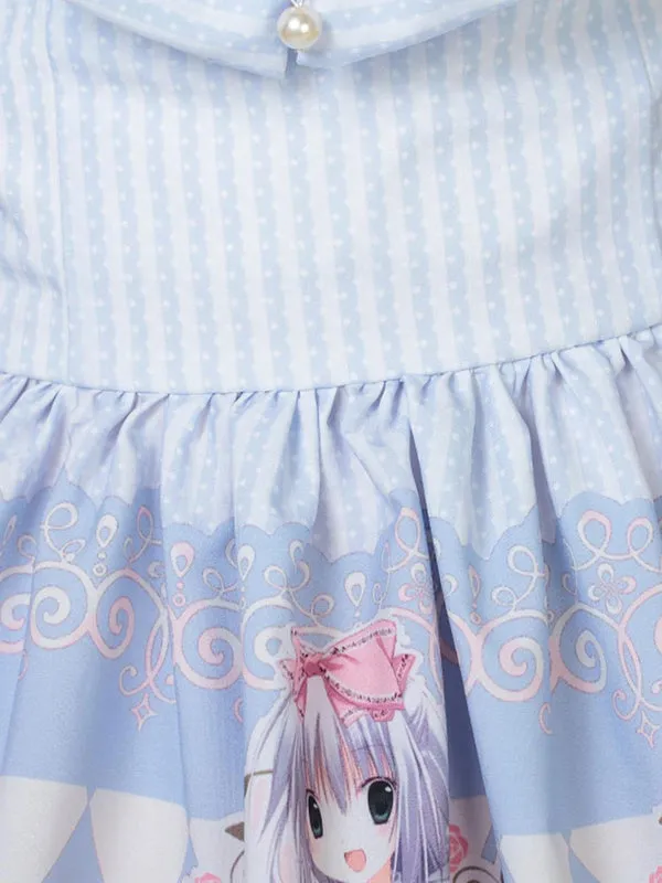 Classic Lolita JSK Dress Light Sky Blue Pearls Bows Lolita Jumper Skirts