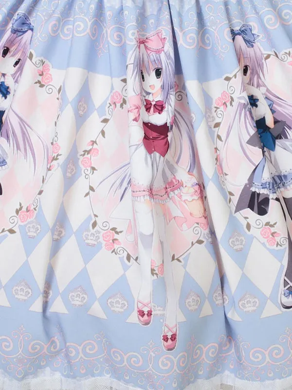 Classic Lolita JSK Dress Light Sky Blue Pearls Bows Lolita Jumper Skirts