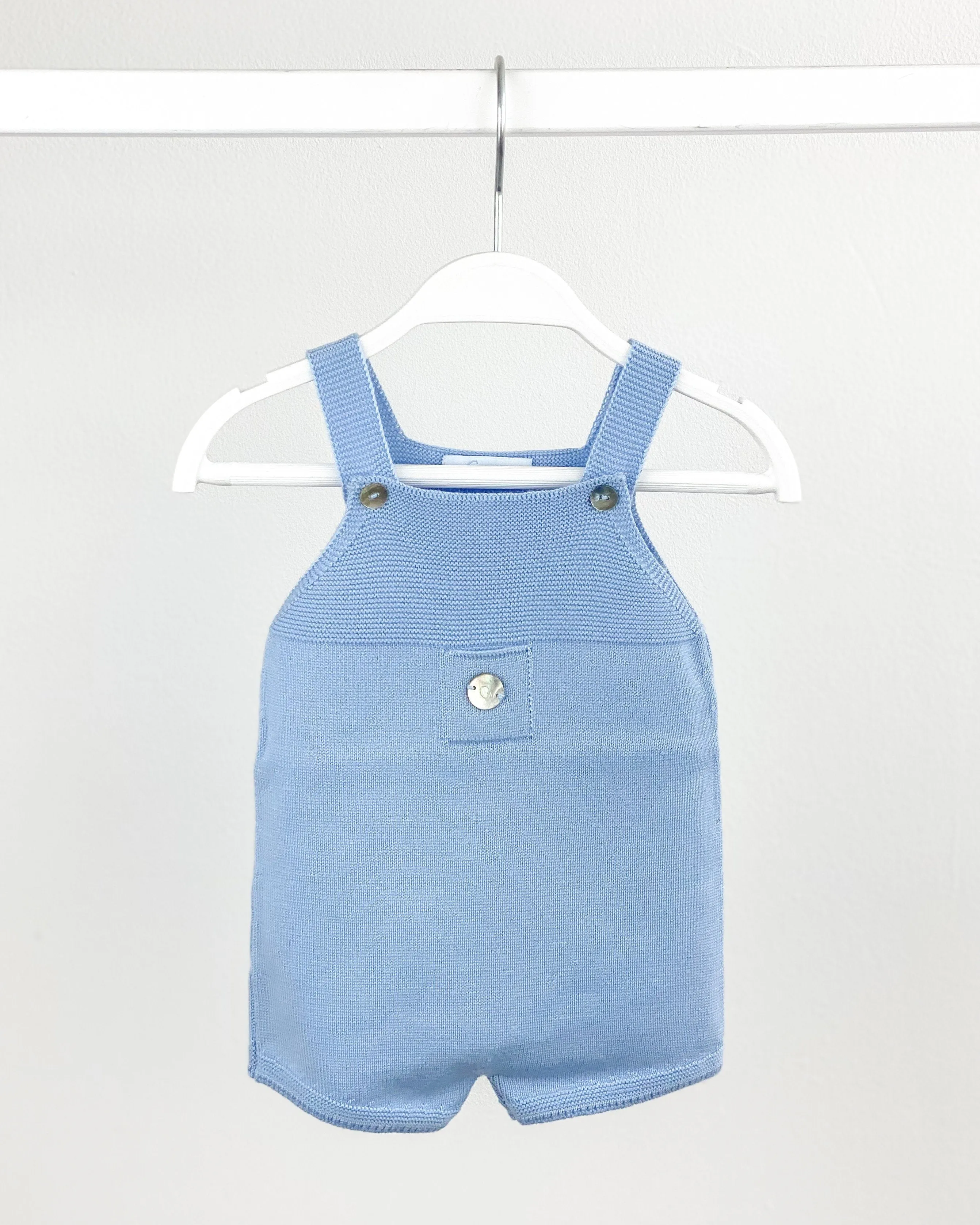 Classic Short Knitted Dungarees - Sky Blue