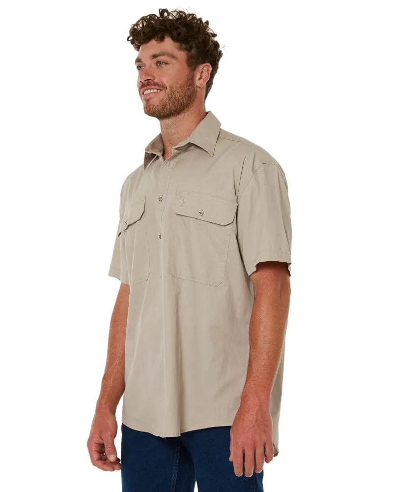 Closed Front SS Shirt - Clay