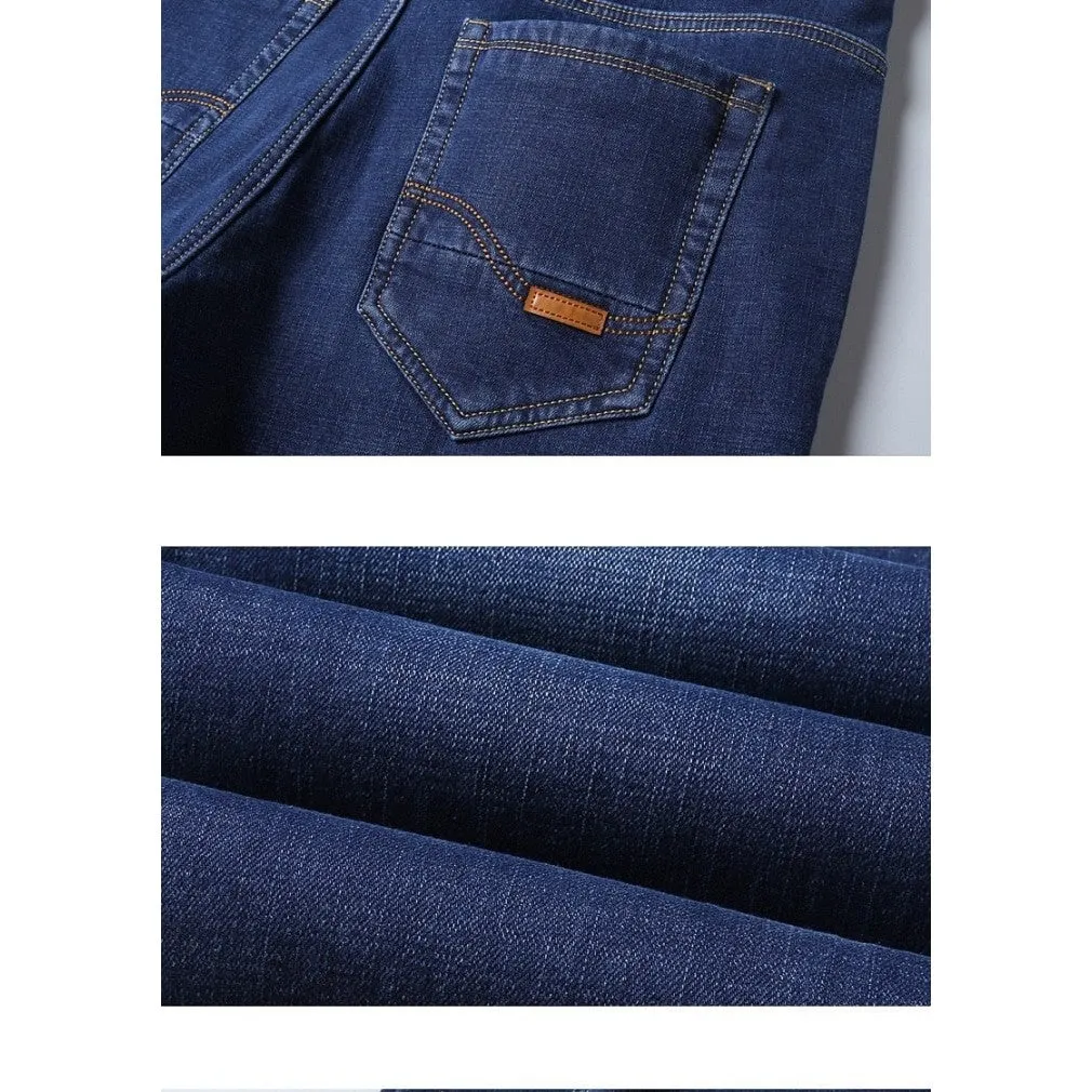 ContiNent 33 Winter Jeans Men Black Slim Fit Stretch Thick Velvet Pants Warm Jeans Casual Fleece Trousers Male Plus Size