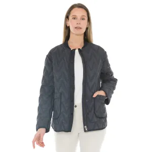 Contrast Zig Zag Quilted Jacket - Dark Navy Combo