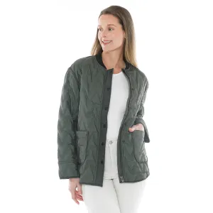 Contrast Zig Zag Quilted Jacket - Sage Combo