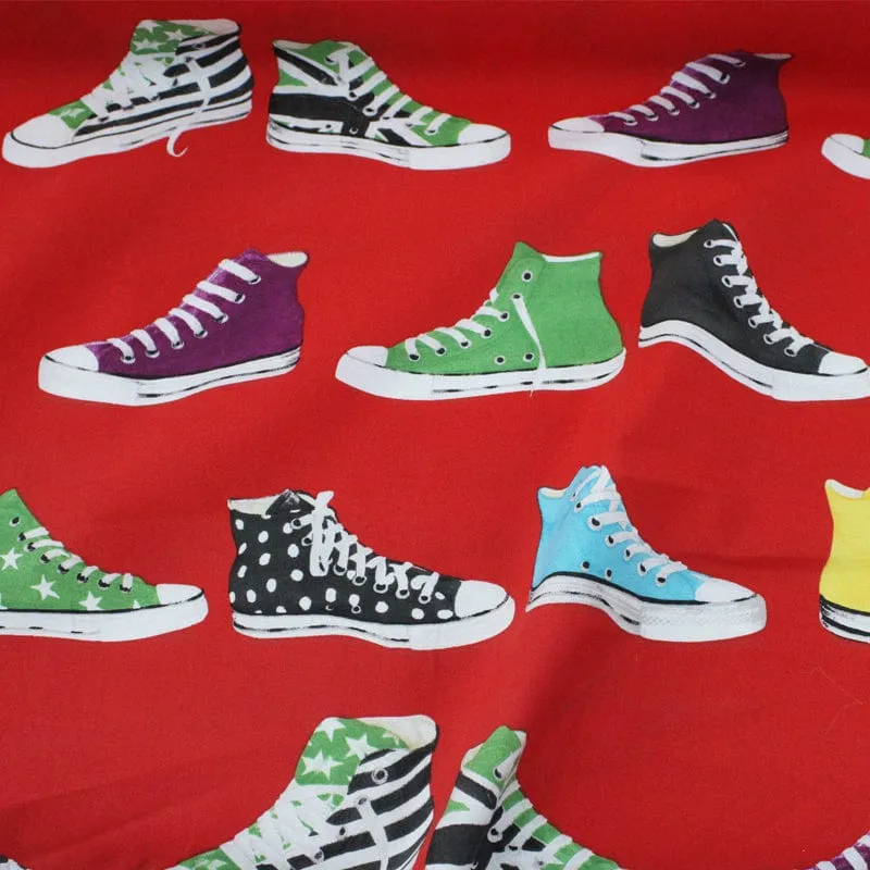 Cotton Kids Fabric Converse Red Print 140 cm