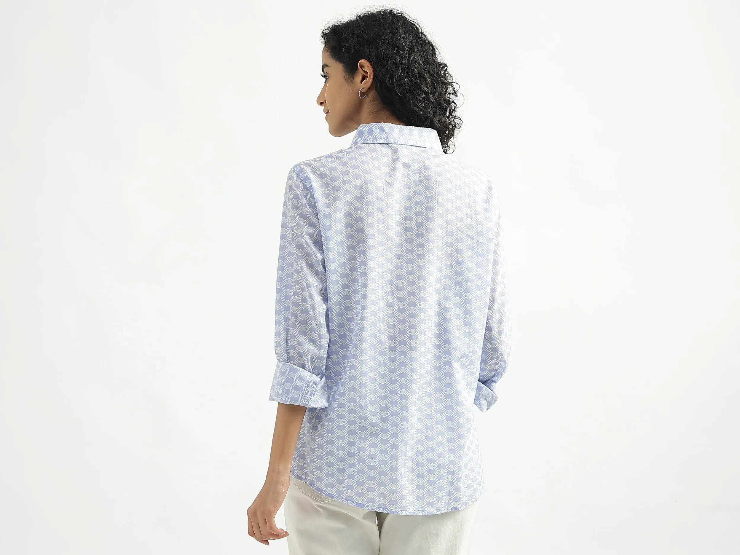 Cotton Printed Spread Collar Women Shirts