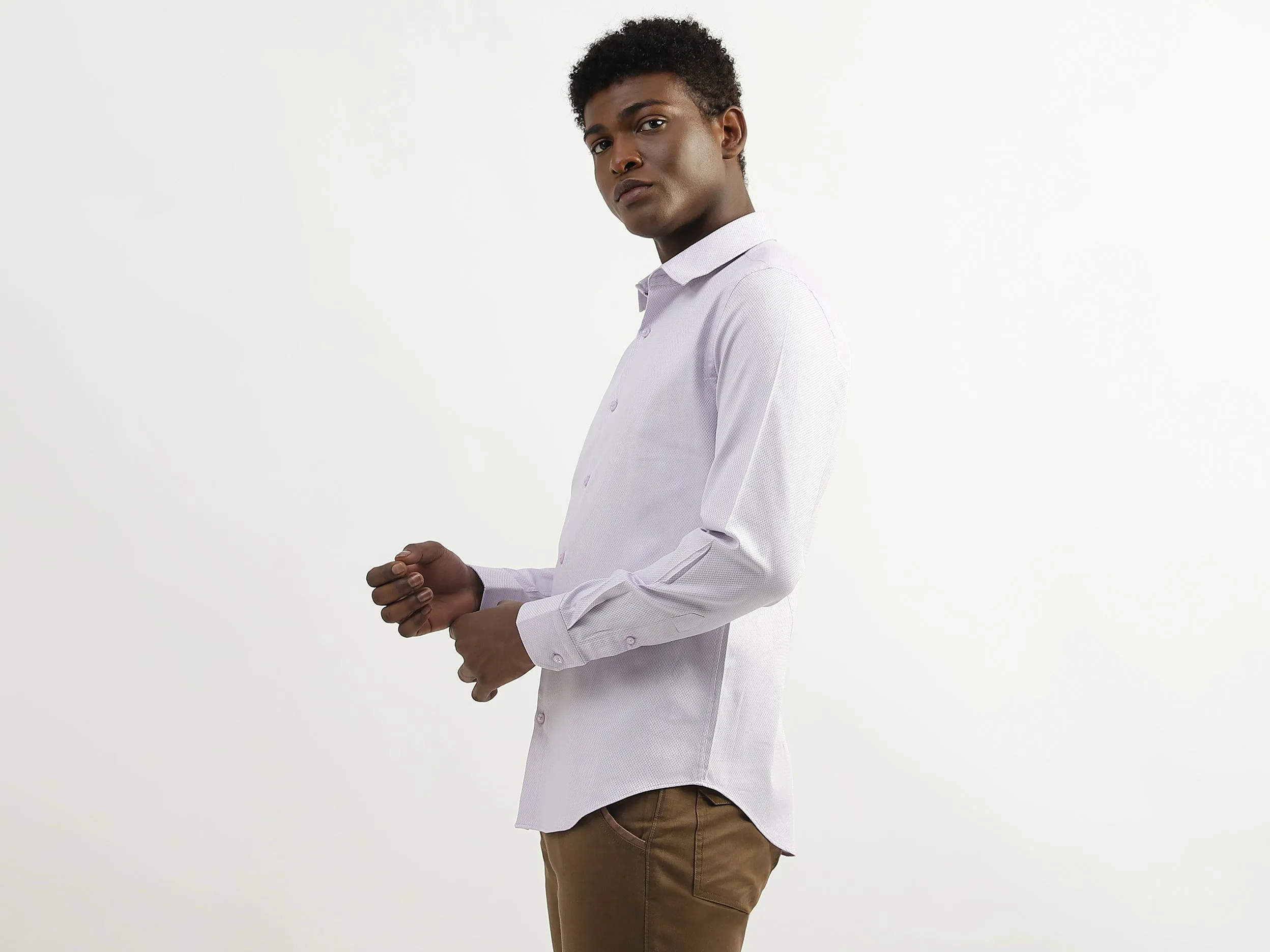 Cotton Solid Spread Collar Mens Shirts