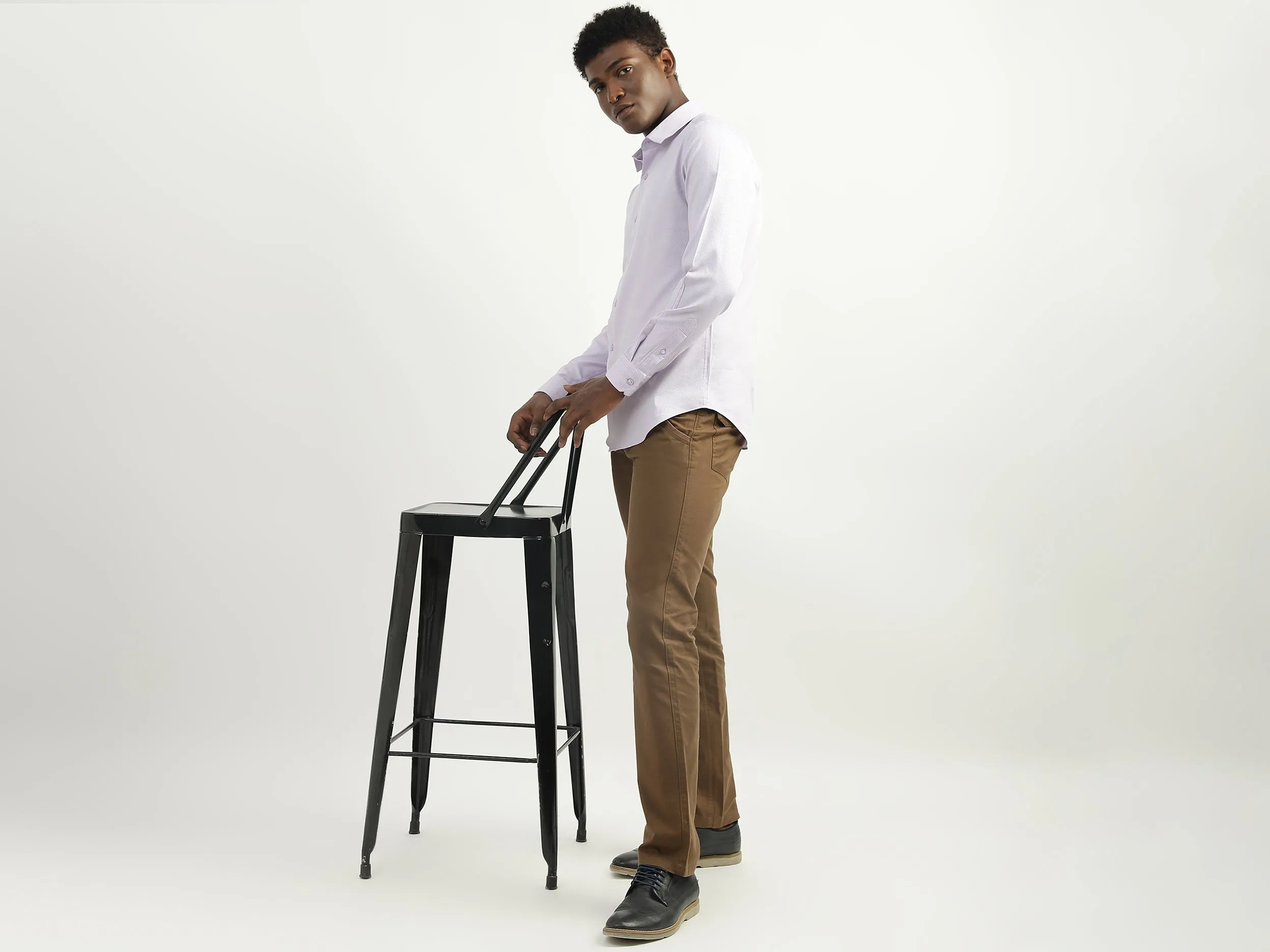 Cotton Solid Spread Collar Mens Shirts