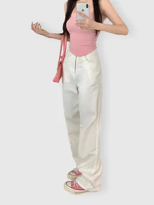 Cream Coloured Basic Straight Fit