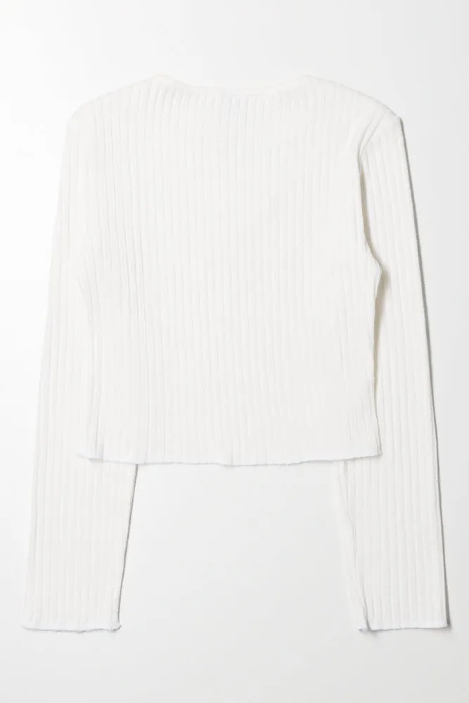 Crew Neck Rib Top Cream