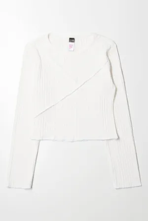 Crew Neck Rib Top Cream