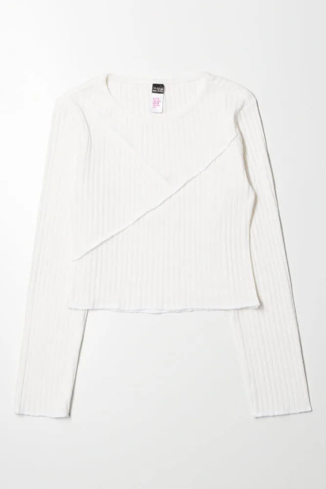 Crew Neck Rib Top Cream