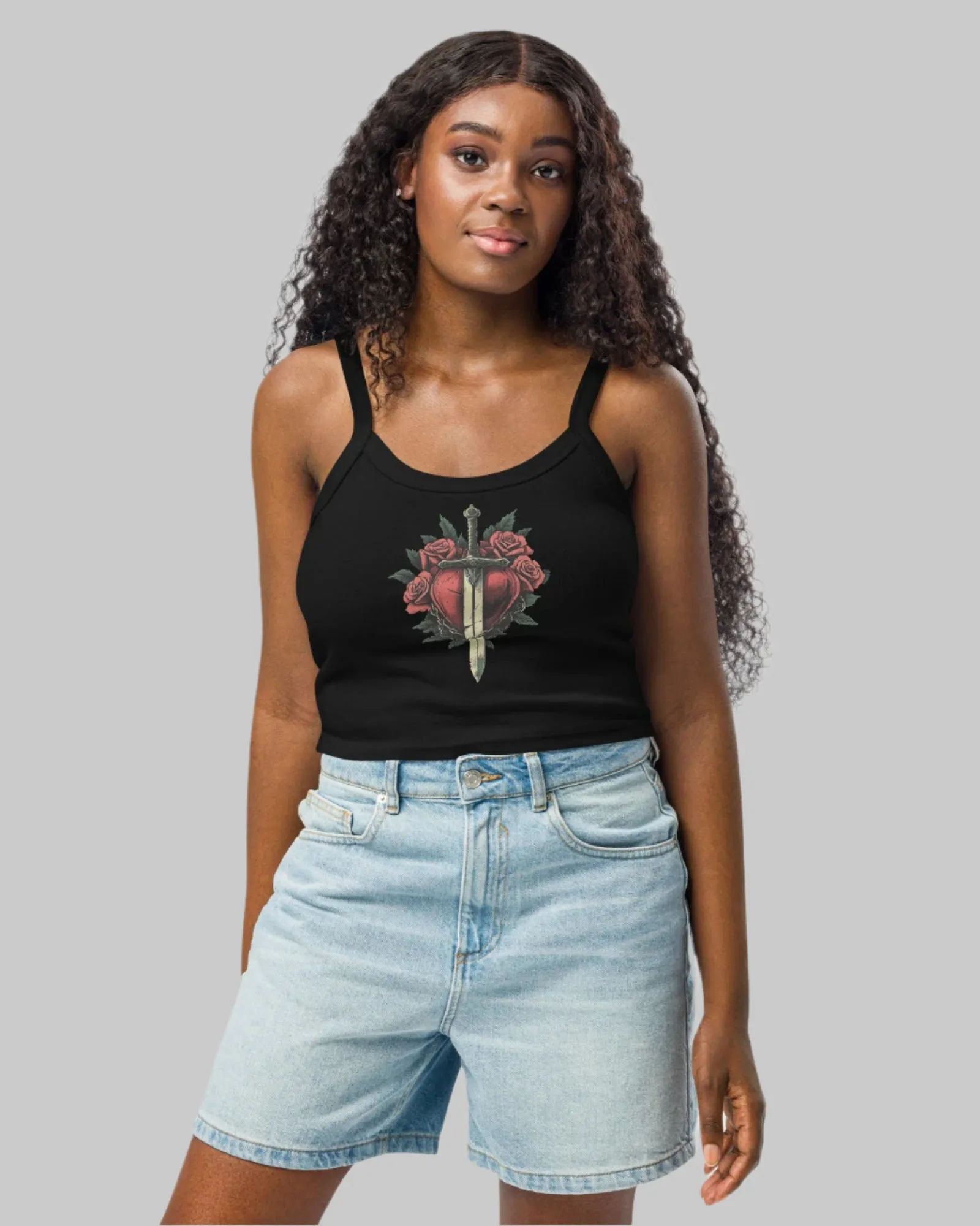 Dagger to Heart Women’s Cute Micro-Rib Tank Top