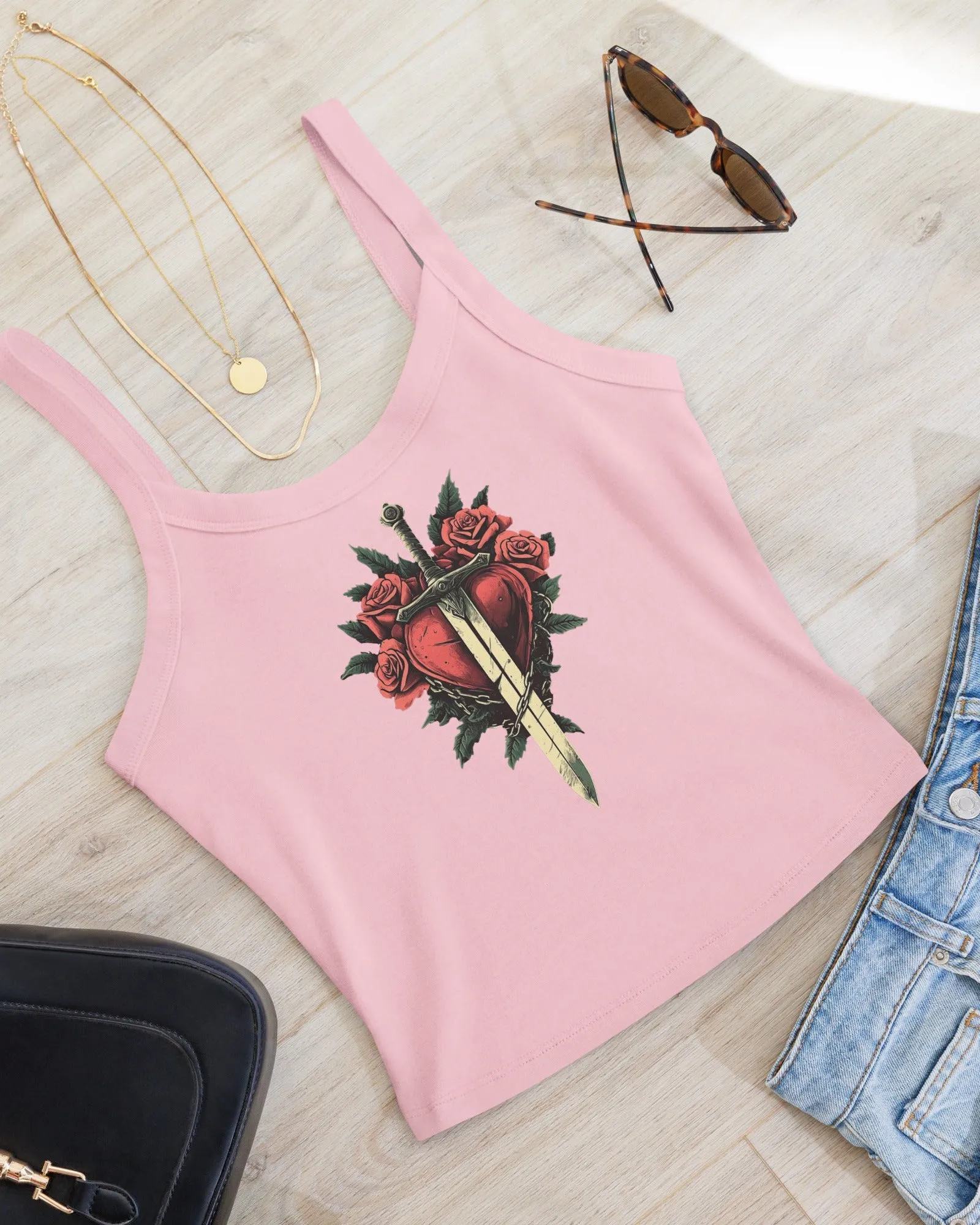 Dagger to Heart Women’s Cute Micro-Rib Tank Top