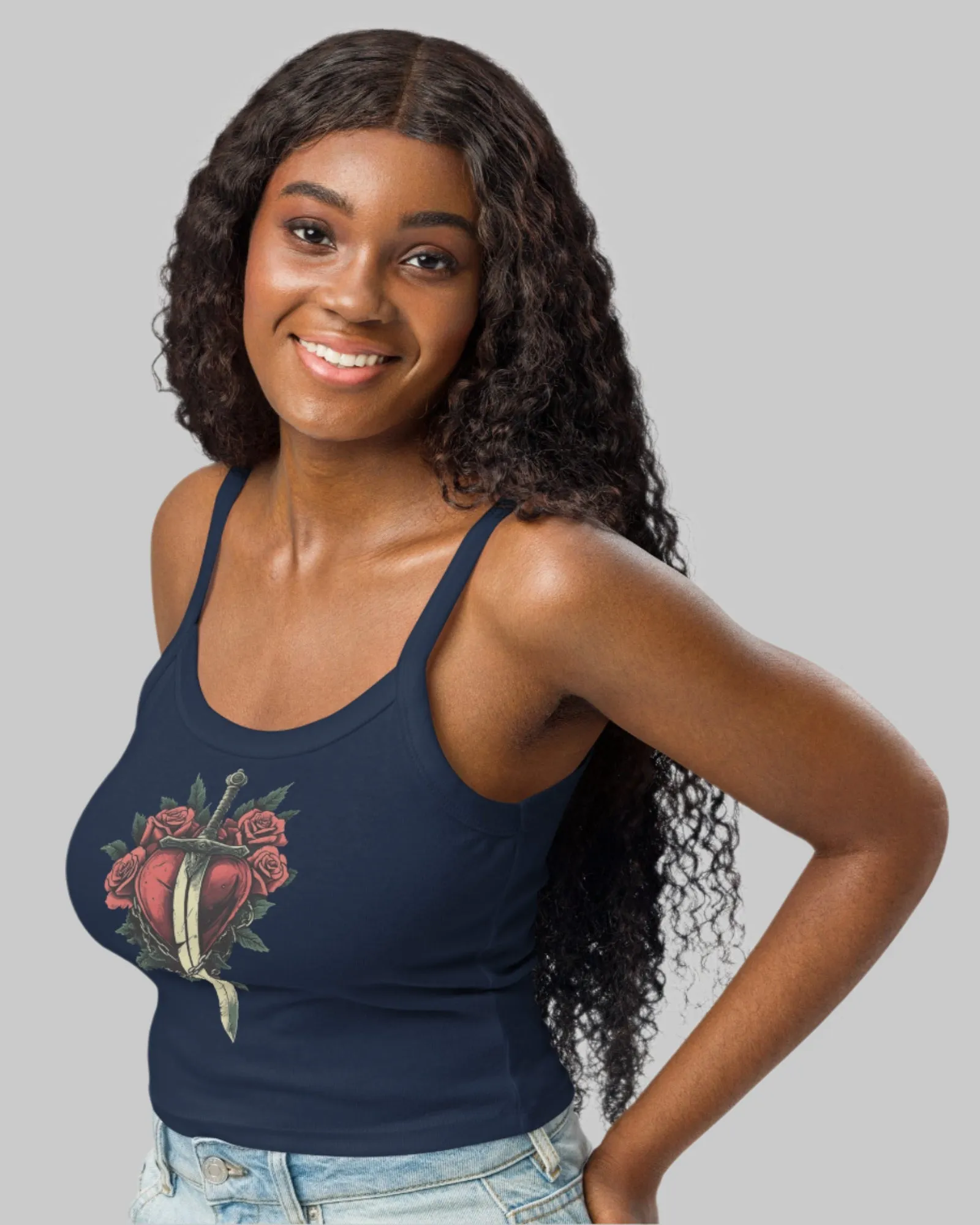 Dagger to Heart Women’s Cute Micro-Rib Tank Top