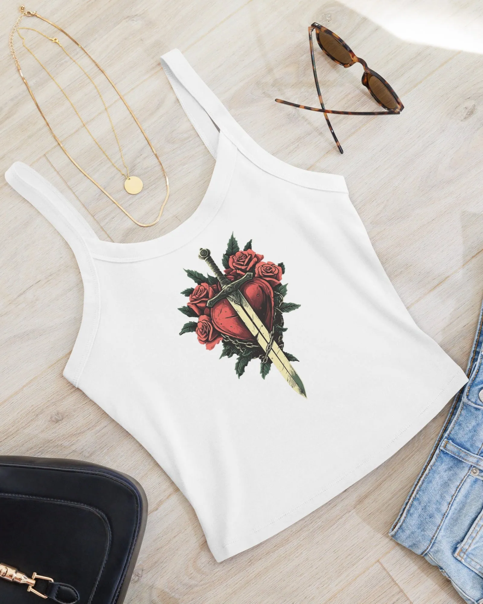 Dagger to Heart Women’s Cute Micro-Rib Tank Top