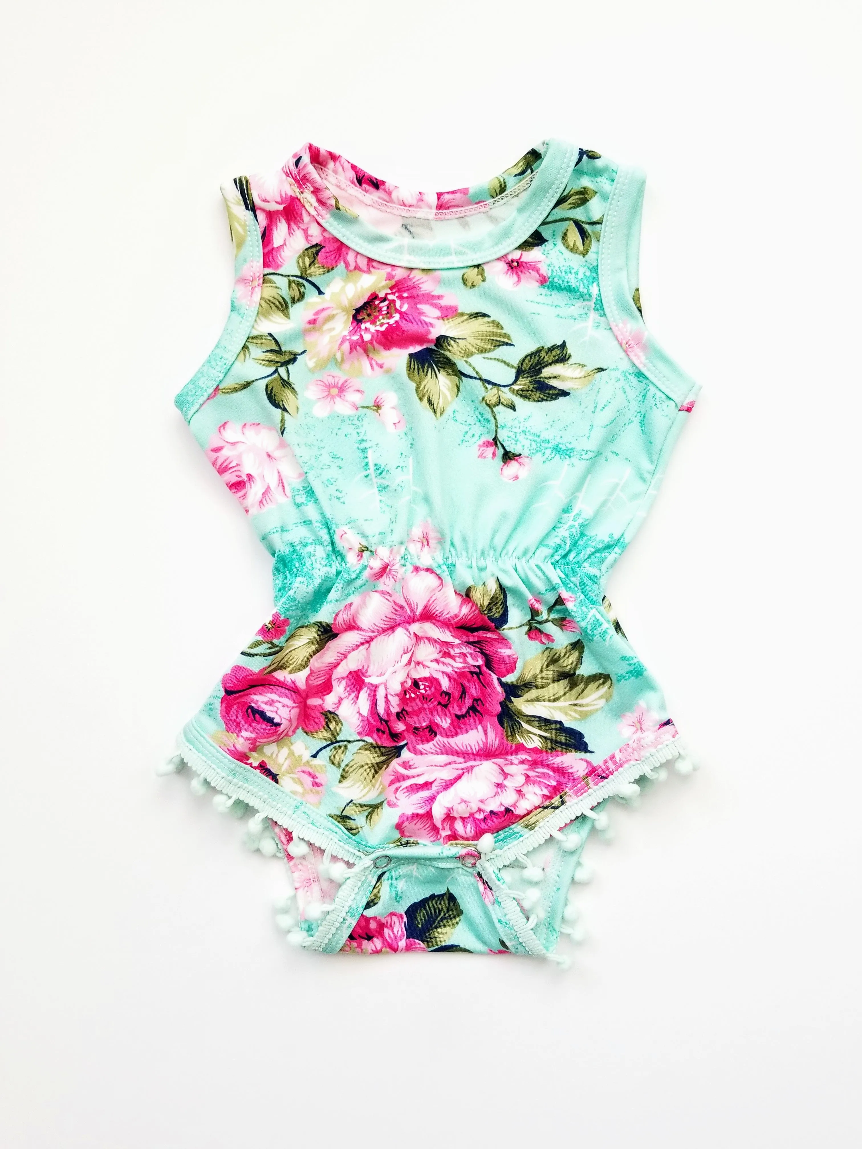 Eden Floral Pom Pom Romper Baby Girl