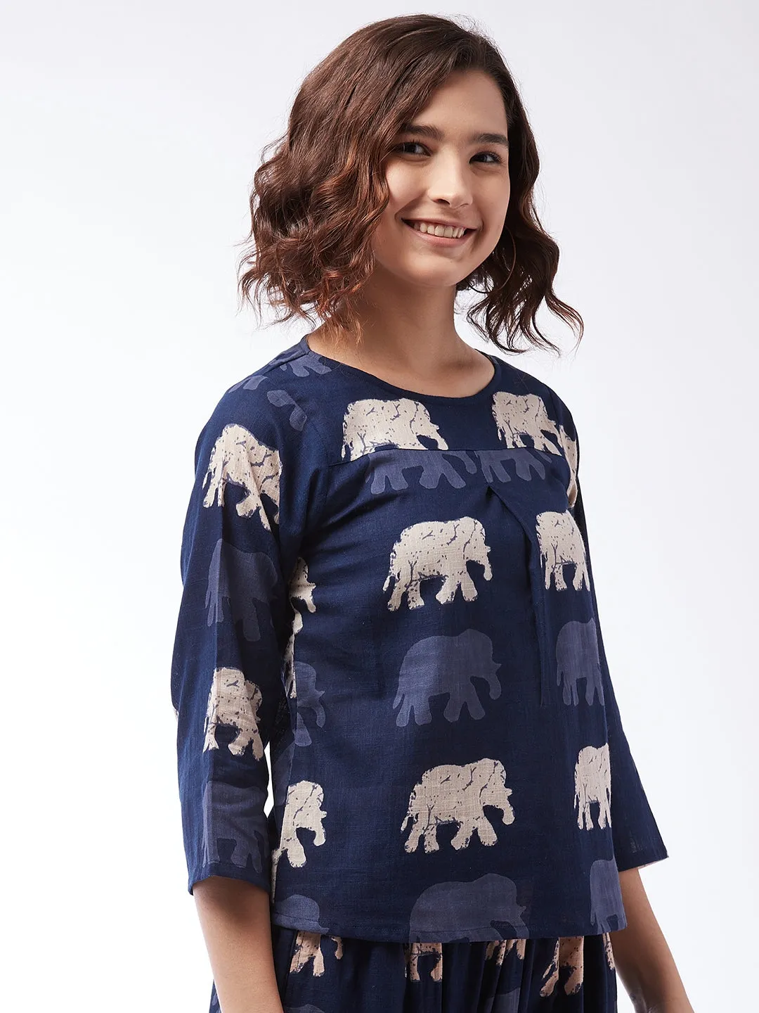 Elephant Print Top For Teens