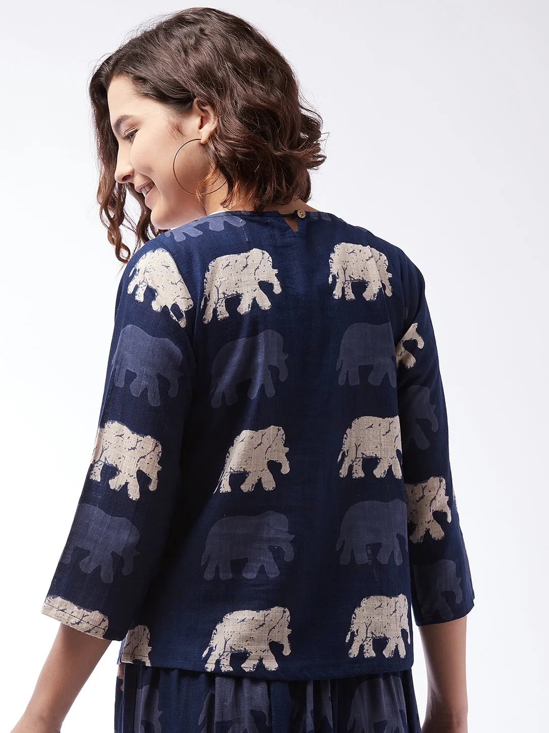 Elephant Print Top For Teens