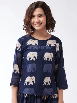 Elephant Print Top For Teens
