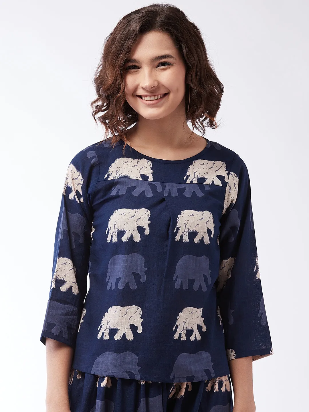 Elephant Print Top For Teens