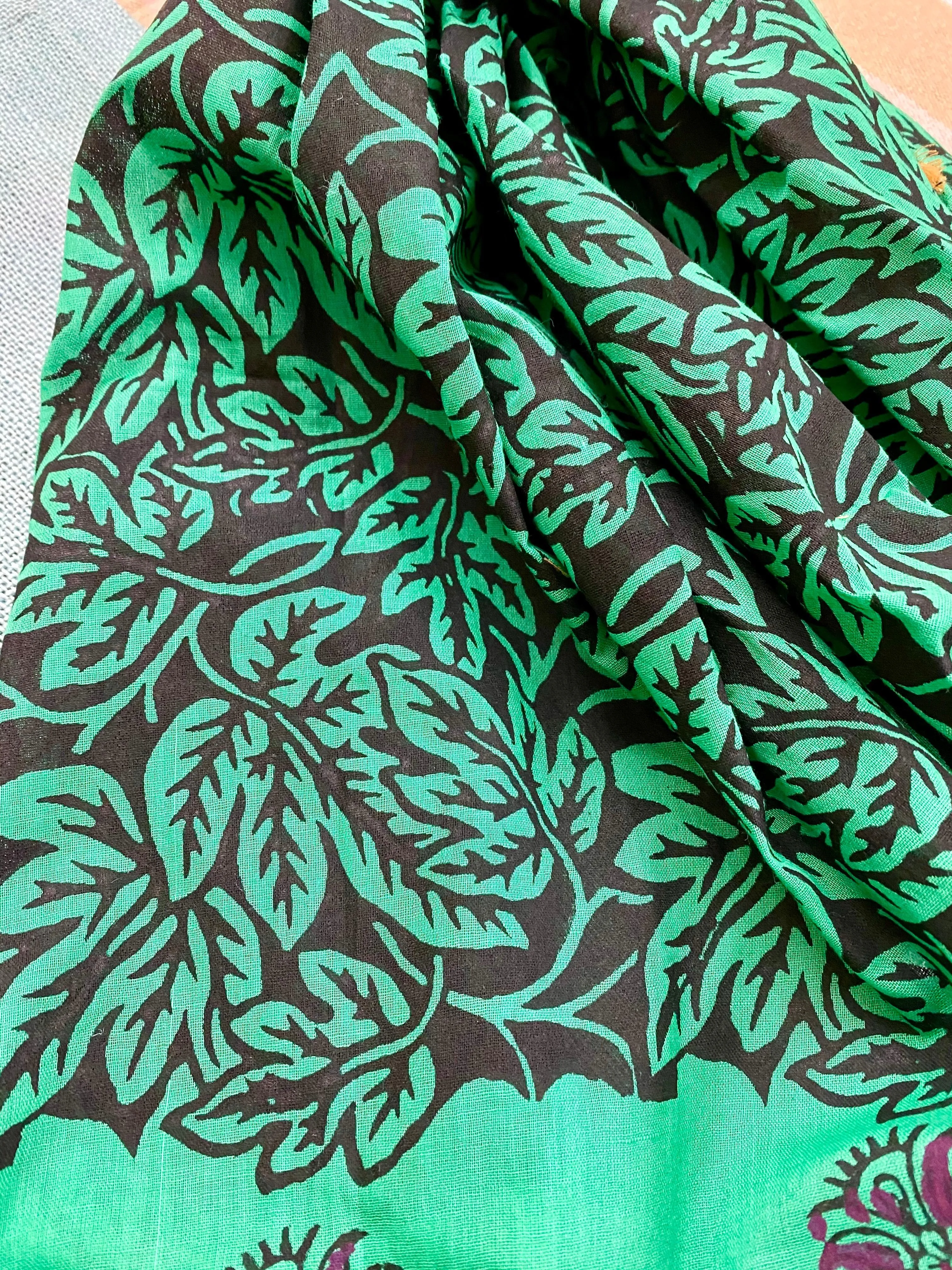 Emerald Forest Block Printed Muslin Scarf