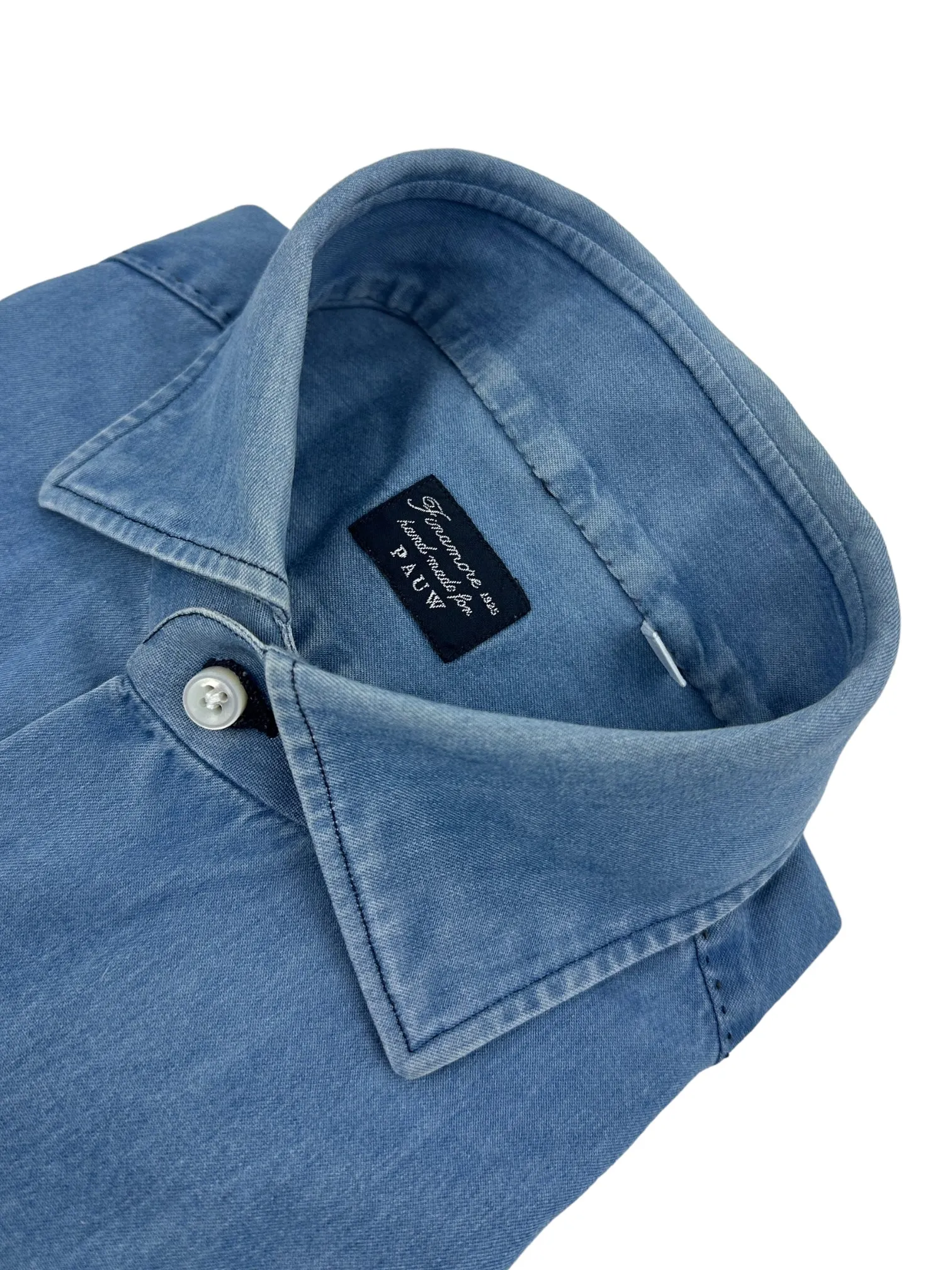 Finamore Light Blue Denim Cotton Shirt