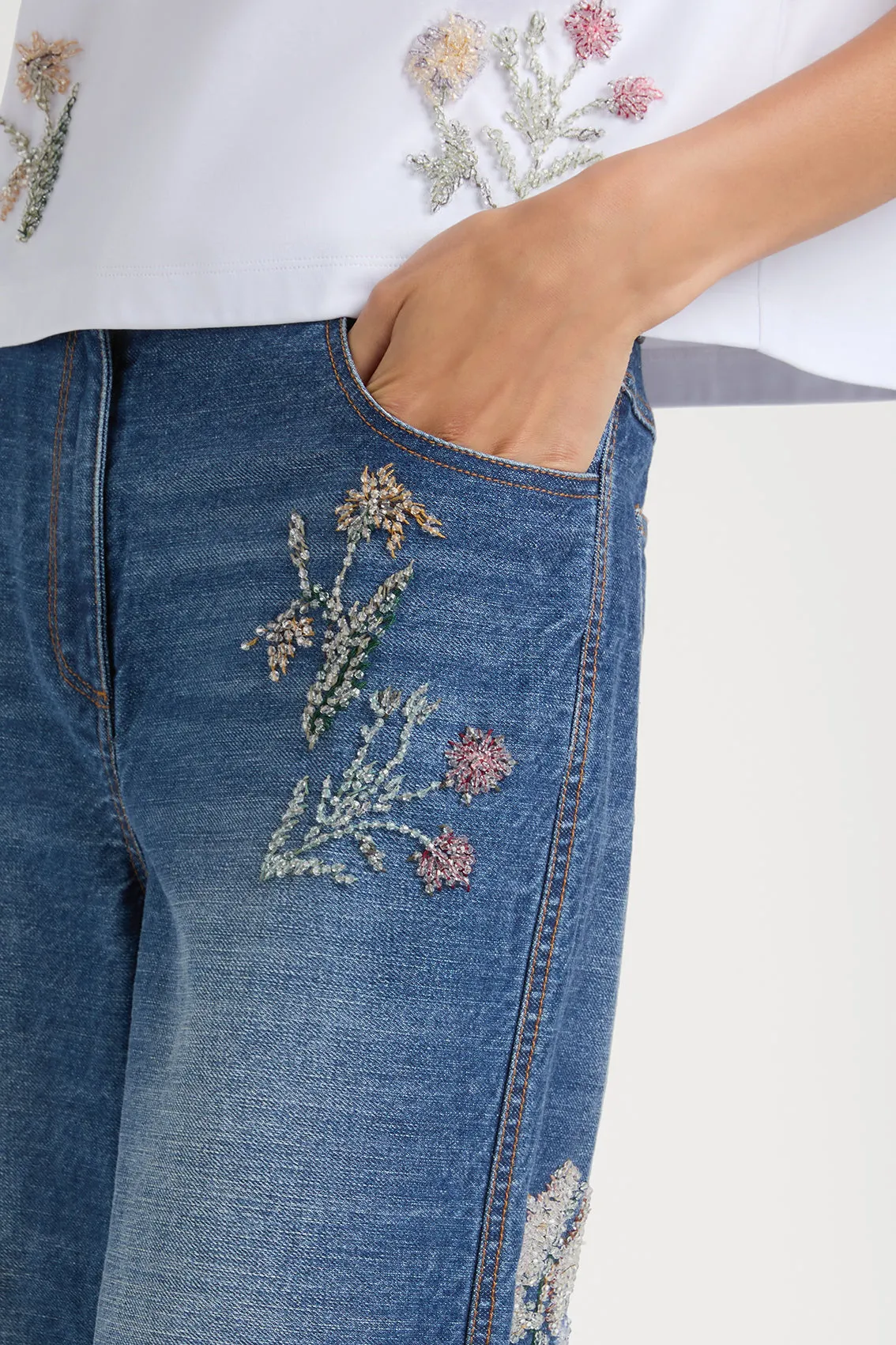 FLORAL FANTASY DENIM JEANS