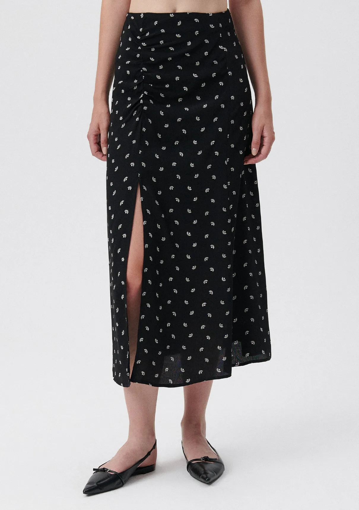 Flower Printed Black Skirt