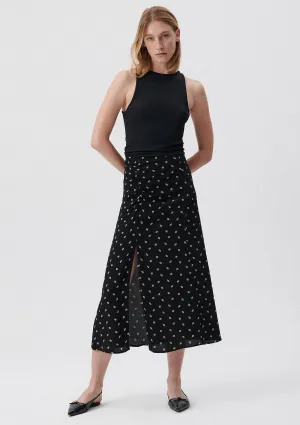 Flower Printed Black Skirt