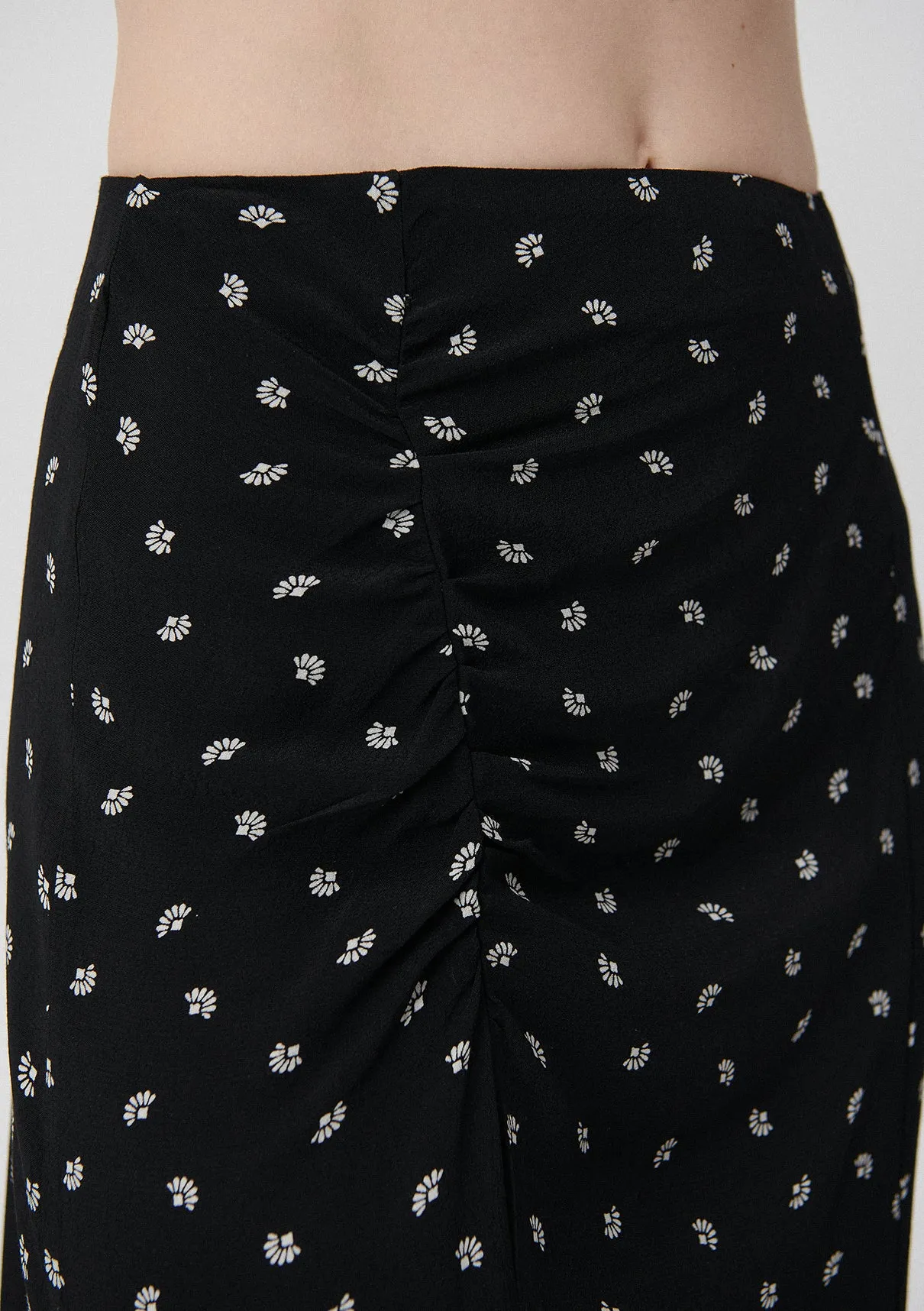Flower Printed Black Skirt