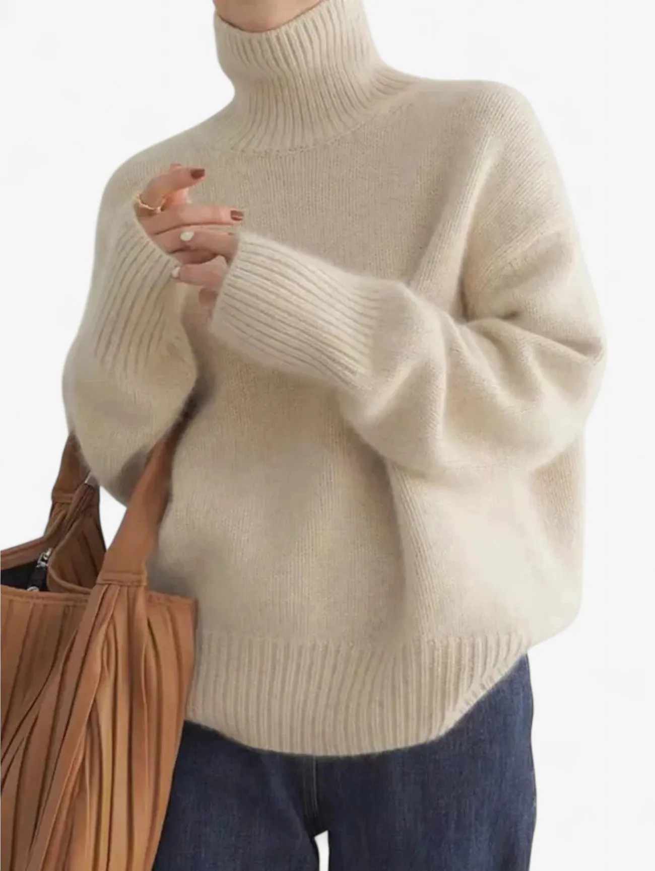 Foxes | Women's Warm Oversized Turtleneck Knit Winter Sweater