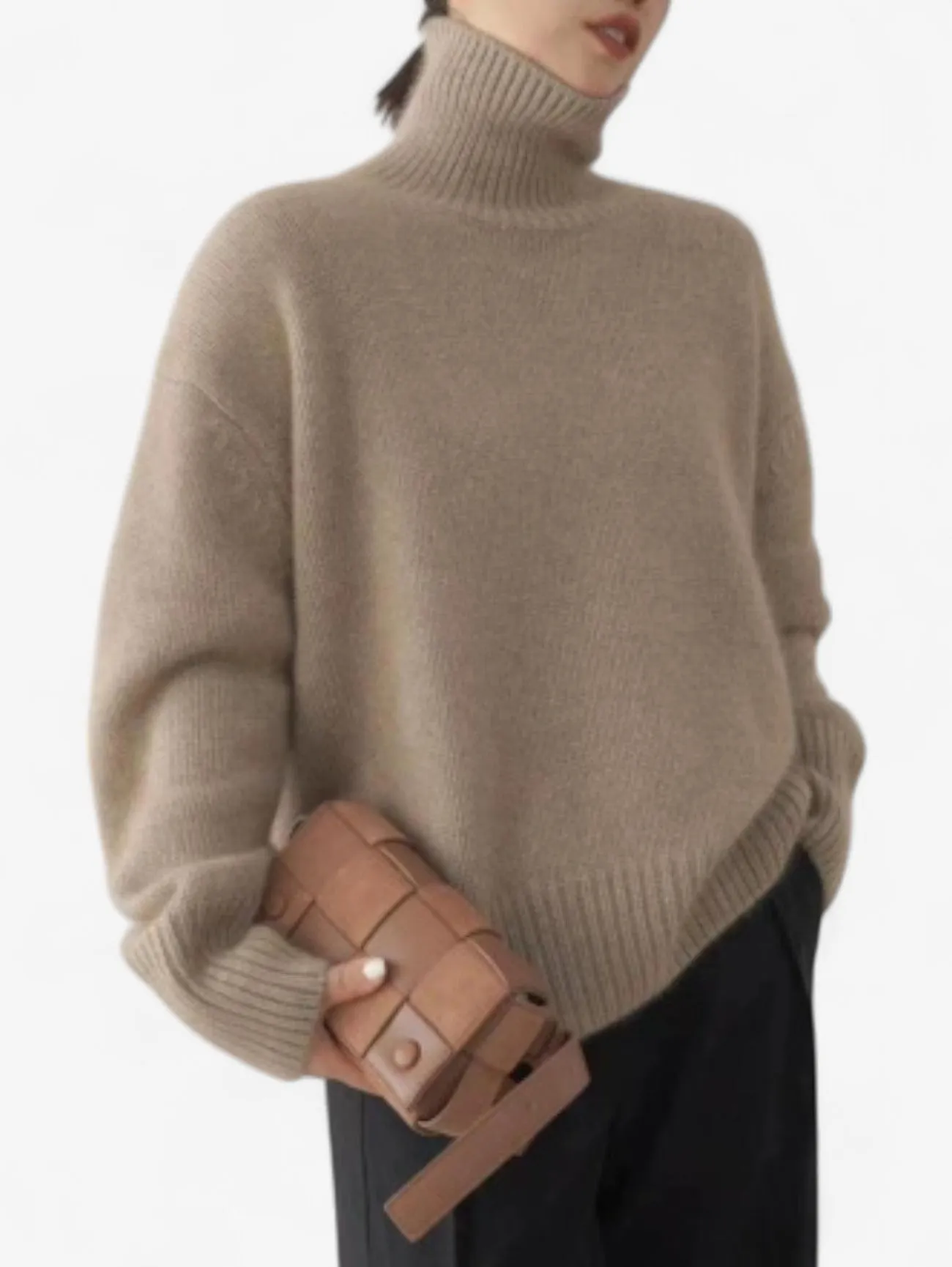 Foxes | Women's Warm Oversized Turtleneck Knit Winter Sweater