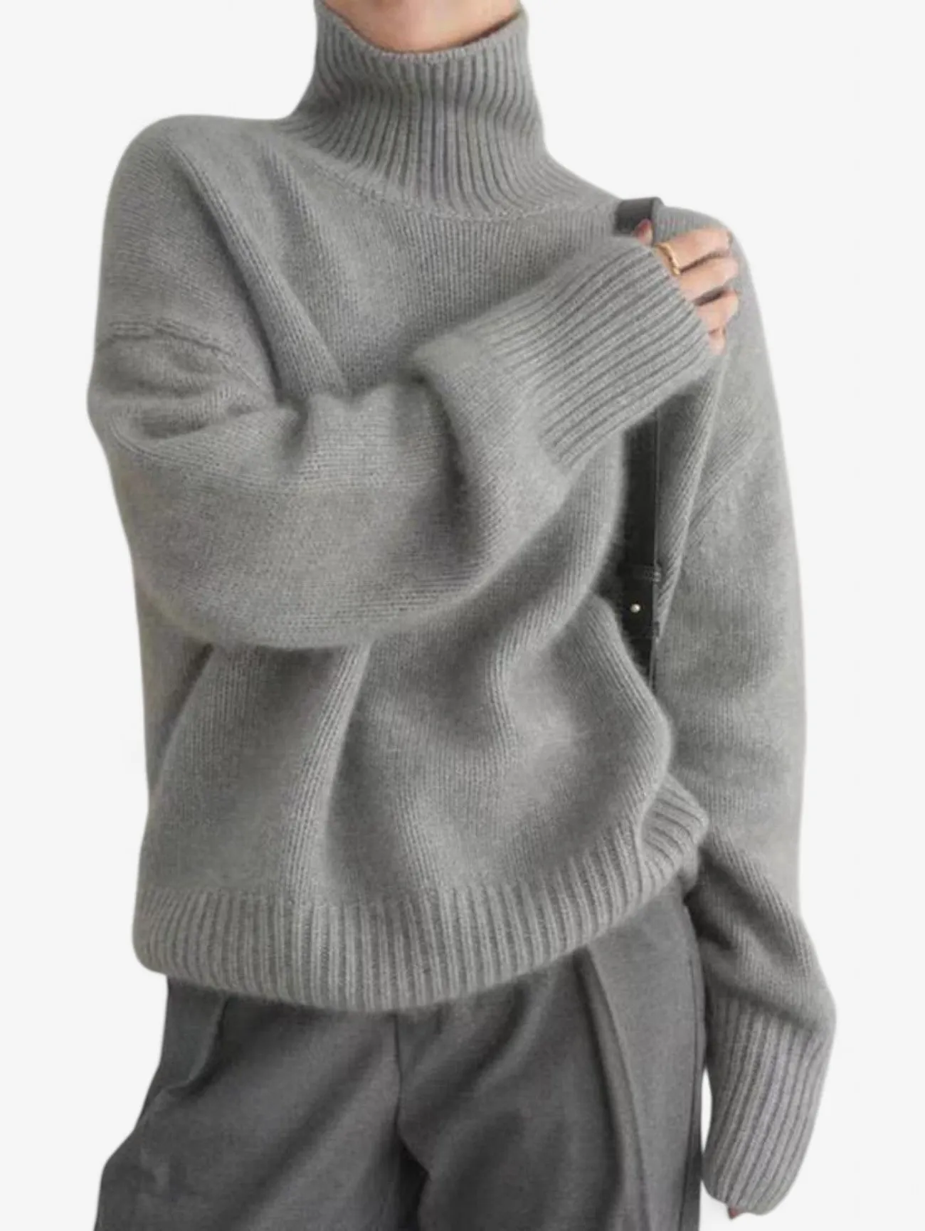 Foxes | Women's Warm Oversized Turtleneck Knit Winter Sweater