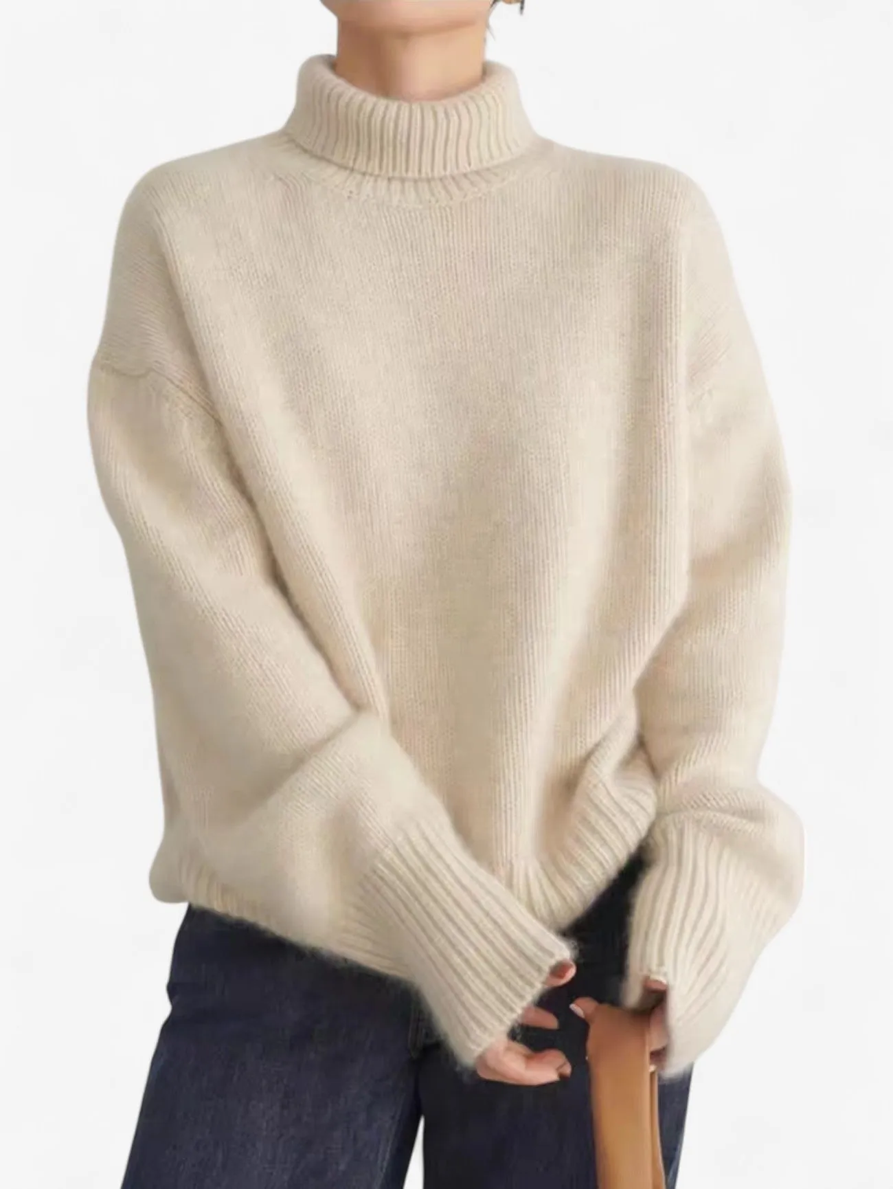 Foxes | Women's Warm Oversized Turtleneck Knit Winter Sweater
