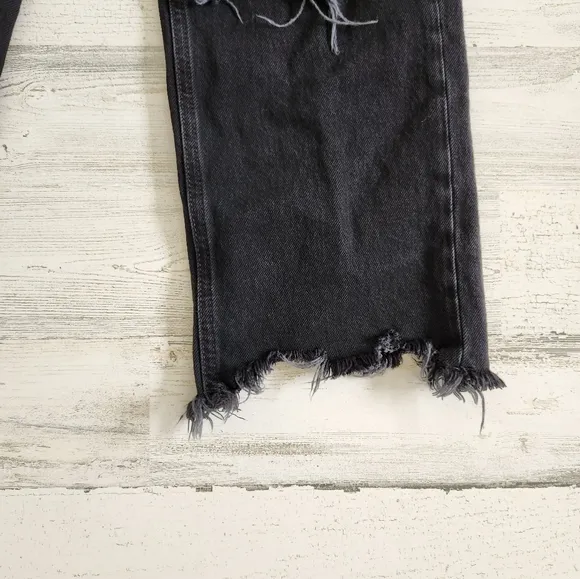 Free People We The Free Maggie Mid Rise Straight Leg Jeans Black Size 27