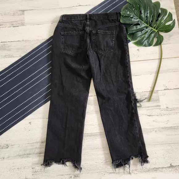 Free People We The Free Maggie Mid Rise Straight Leg Jeans Black Size 27